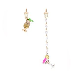 Betsey Johnson Mismatched Margarita Island Cocktail Earrings NEW